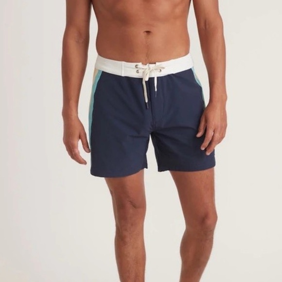 Marine Layer Striped Board Short Navy Multi Stripe - Picture 1 of 4